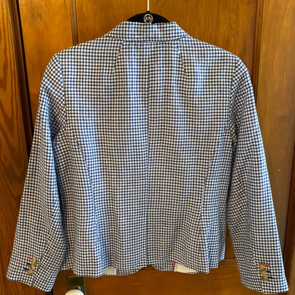 Talbots Blue Gingham Blazer Jacket - Picture 2 of 5